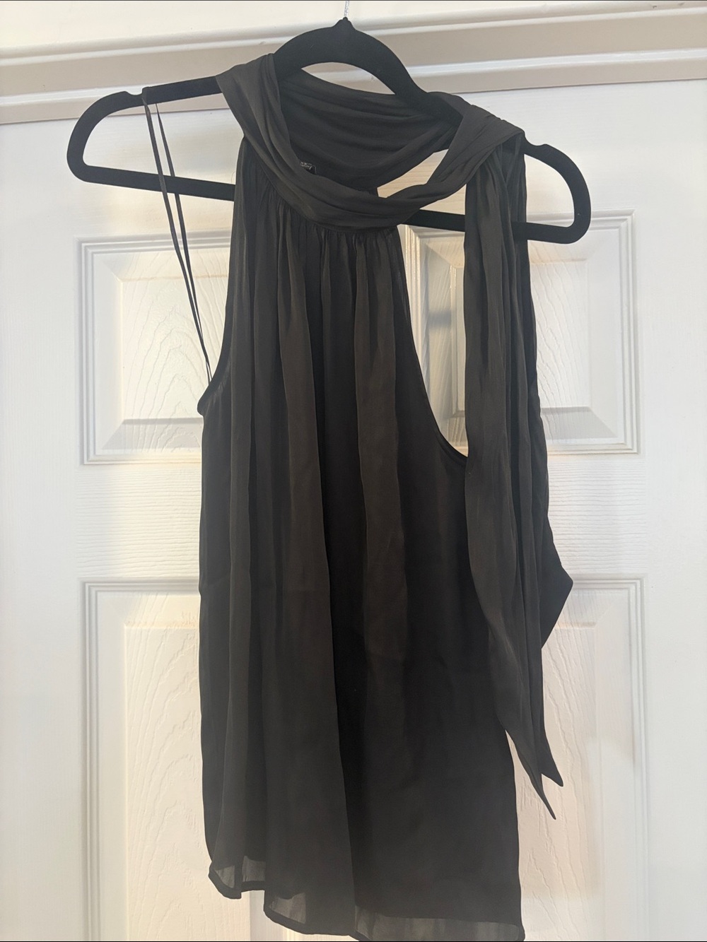 Banana Republic Black Sheer Tie-Neck Halter Camisole